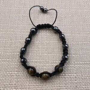 7 Inch Adjustable Tiger's Eye and Hematite Stone Bracelet B1021